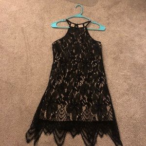 Black lace mini dress